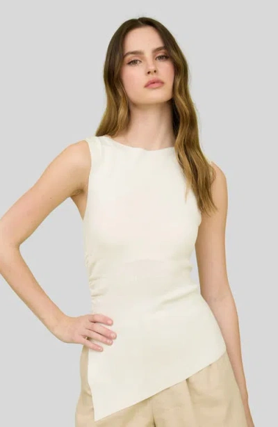 Blu Pepper Asymmetric Gathered Knit Tank Top