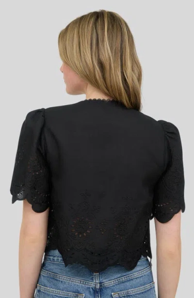 Blu Pepper Eyelet Trim Tie Front Top In Black