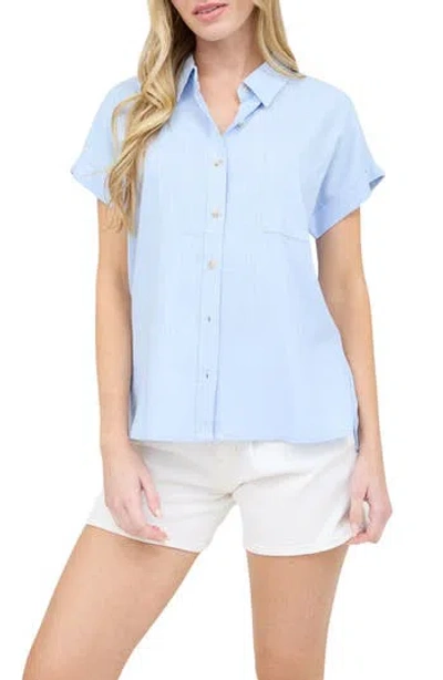 Blu Pepper Button Front Short Sleeve Shirt In Blue