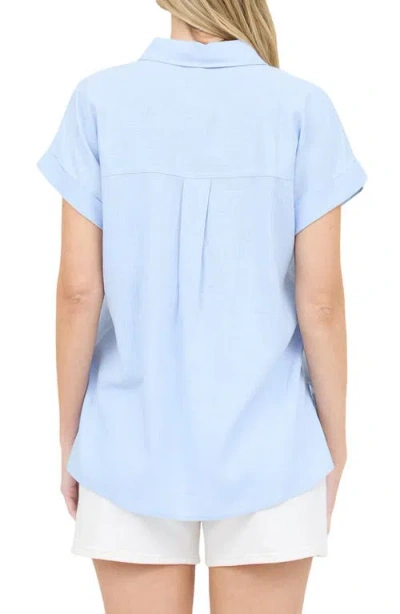 Blu Pepper Button Front Short Sleeve Shirt In Blue