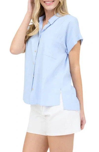Blu Pepper Button Front Short Sleeve Shirt In Blue