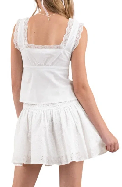 Blu Pepper Lace Trim Tie Front Tank Top