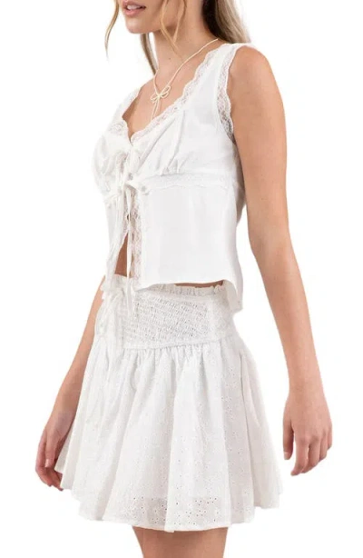 Blu Pepper Lace Trim Tie Front Tank Top
