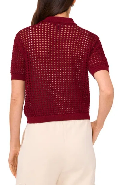 Halogen ® Openwork Short Sleeve Cardigan In Red