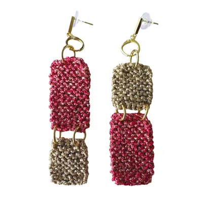Hilo De Mar Women's Pink / Gold Handmade Earrings Fuchsia & Gold