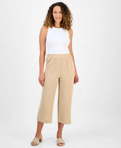 Style & Co Petite High-rise Pull-on Wide-leg Pants, Exclusively At Macy's In Brown