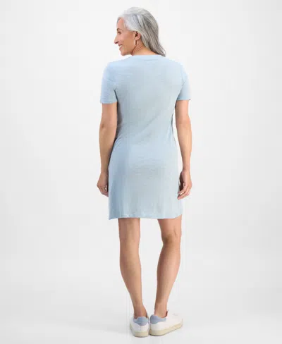 Style & Co Petite Spread-collar Short-sleeve Dress, Exclusively At Macy's In Blue