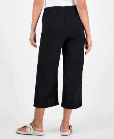 Style & Co Petite High-rise Pull-on Wide-leg Pants, Exclusively At Macy's In Black