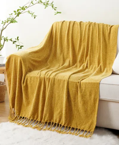 Battilo Lifestyle Chenille Throw With Fringe Tassels, 50" X 60"