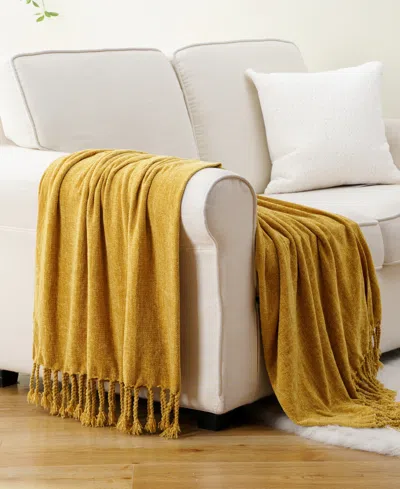 Battilo Lifestyle Chenille Throw With Fringe Tassels, 50" X 60"