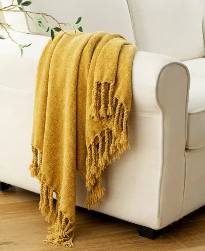 Battilo Lifestyle Chenille Throw With Fringe Tassels, 50" X 60"