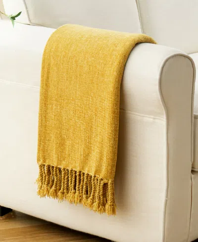Battilo Lifestyle Chenille Throw With Fringe Tassels, 50" X 60"