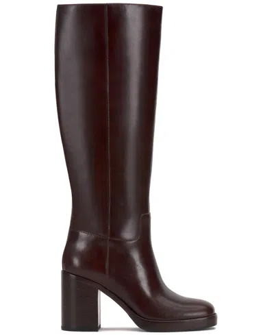 Vince Camuto Womens Zipper Man Made Knee-high Boots In Brown
