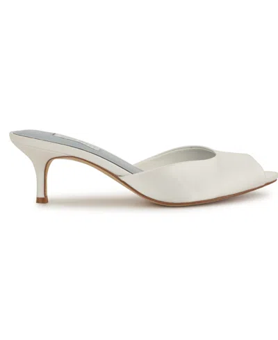 Nine West Women's Luvlie Bridal Satin Peep Toe Kitten Heel Pumps