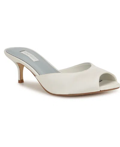 Nine West Women's Luvlie Bridal Satin Peep Toe Kitten Heel Pumps