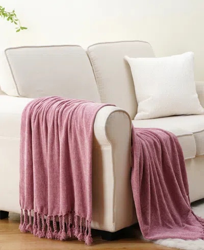 Battilo Lifestyle Chenille Throw With Fringe Tassels, 50" X 60"