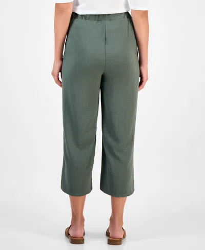 Style & Co Petite High-rise Pull-on Wide-leg Pants, Exclusively At Macy's In Green