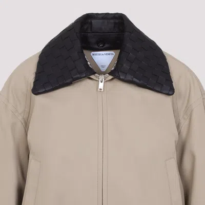 Bottega Veneta Beige Jacket With Removable Collar With Intrecciato Motif In Cotton Woman