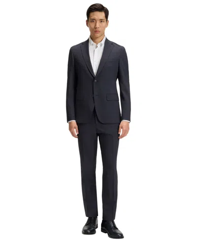 Hugo Boss Boss Huge Check Virgin Wool Suit In Blue