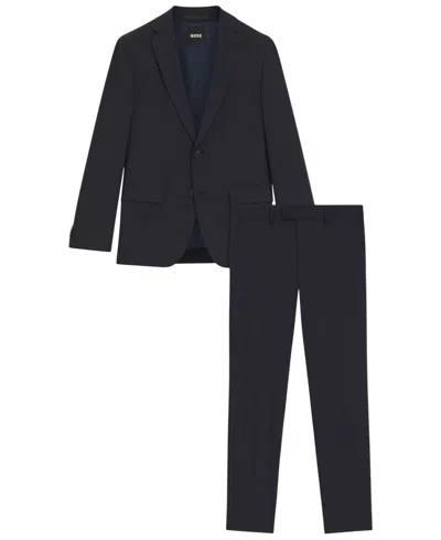 Hugo Boss Boss Huge Check Virgin Wool Suit In Blue