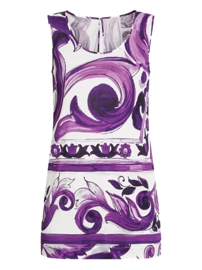 Dolce & Gabbana Women Maiolica Print Tank Top In Purple