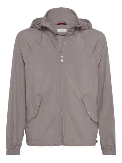 Brunello Cucinelli Water Resistant Blouson Jacket In Brown