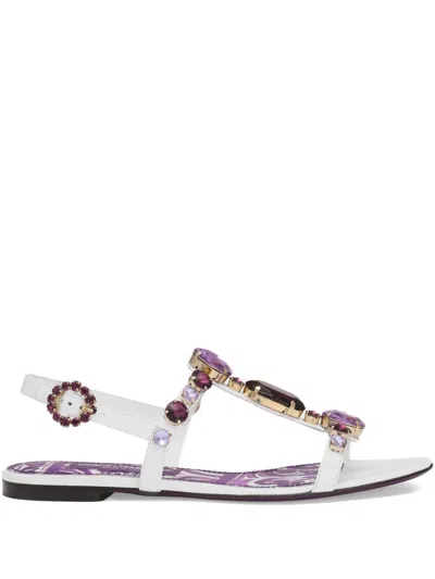 Dolce & Gabbana Embellished Leather Thong Sandals