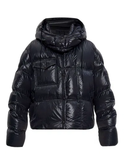 Moncler Erea Square-quilted Hooded Short Down Jacket In Black