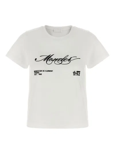 Moncler Embroidered Short Sleeve Crew Neck T-shirt In White