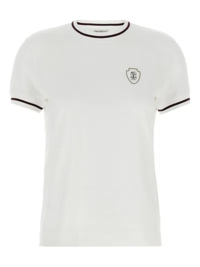 Brunello Cucinelli Embroidered-detail Cotton T-shirt In White