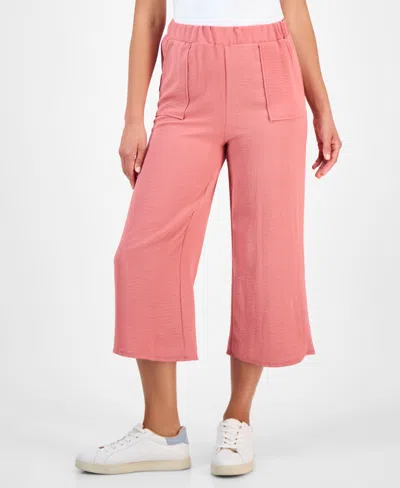 Style & Co Petite High-rise Pull-on Wide-leg Pants, Exclusively At Macy's In Pink