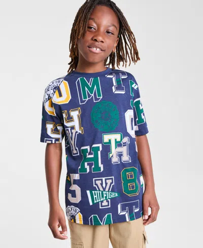 Tommy Hilfiger Big Boys Collegiate Spots T Shirt Tommy Cargo Jogger Pants In Blue