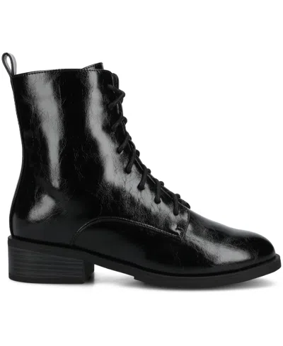 Journee Collection Women's Vienna Lace Up Stacked Heel Booties