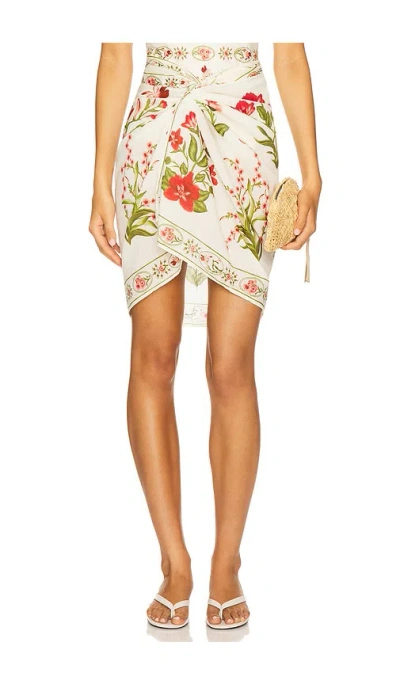 Agua By Agua Bendita Emelina Canna Floral-print Cotton And Silk-blend Sarong In Neutral