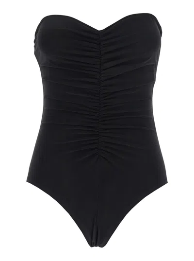 Norma Kamali Black Sleeveless Top With Ruches In Black
