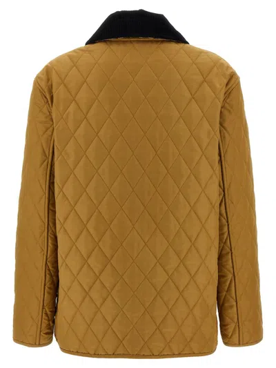 Burberry Corduroy-collar Diamond-quilted Jacket In Orange