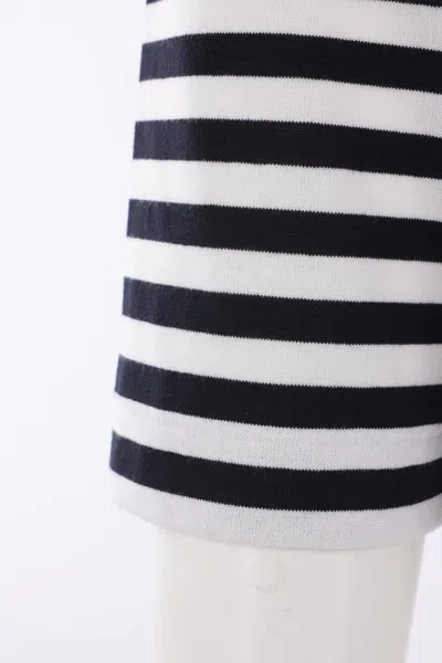 Comme Des Garçons Play Heart-patch Striped Cotton T-shirt In Blue