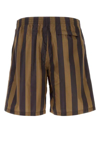 Fendi Printed Polyester Swimming Shorts In Brown