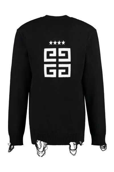 Givenchy Men's Intarsia Detail Cotton Cardigan In Black