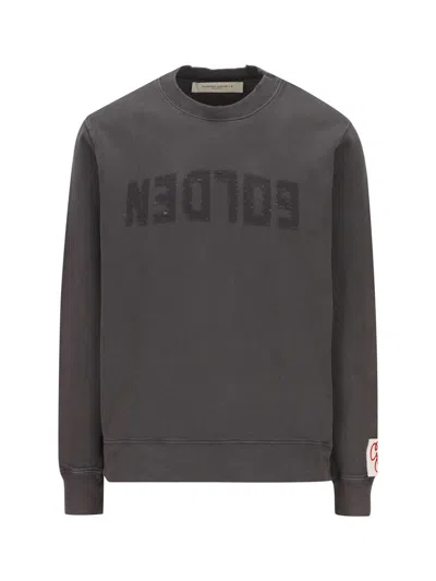 Golden Goose Golden M S Regular Sweatshirt Distressed Cotton Jersey With Logo Clothing In Gray