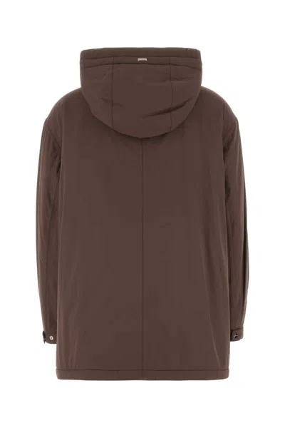 Herno Jacket Stretch Nylon Belted Waist In Brown