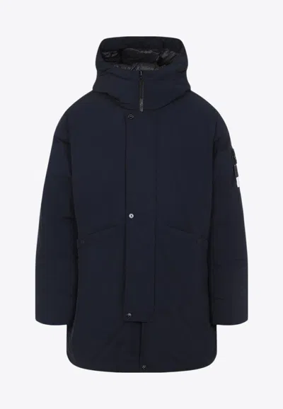 Stone Island Tech Fabric Hooded Parka In Blue