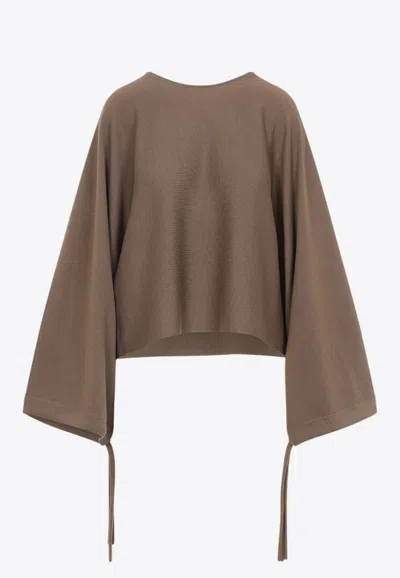 Max Mara Wool Drawstring Cuffs Pullover In Neutral