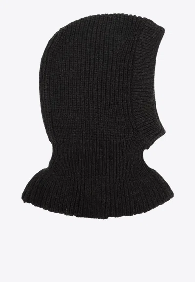 Lemaire Hood Hat Balaclava Design Knitted Ribbed In Black