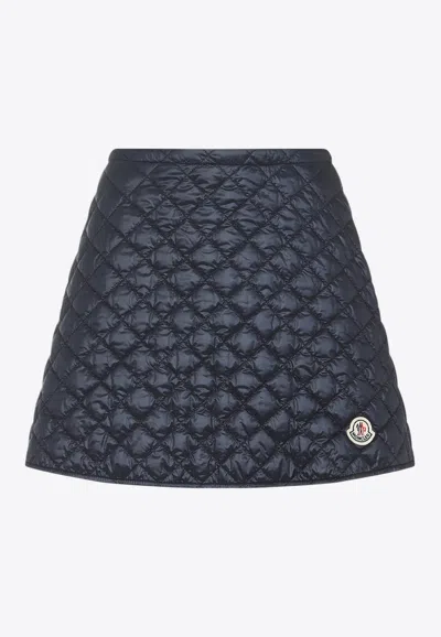 Moncler Navy Blue Diamond-quilted Mini Skirt