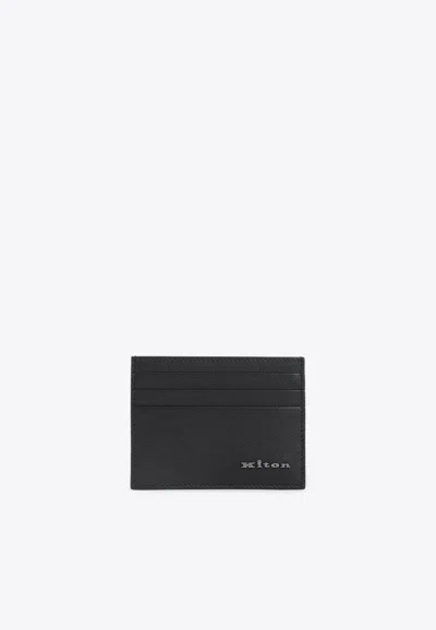 Kiton Logo-plaque Calf Leather Cardholder In Black