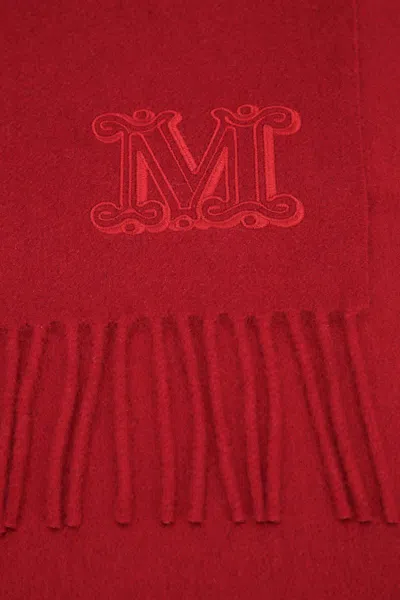Max Mara Logo-embroidered Scarf In Red