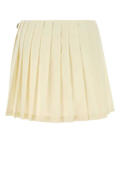 Miu Miu Pleated Mini Skirt In Neutral