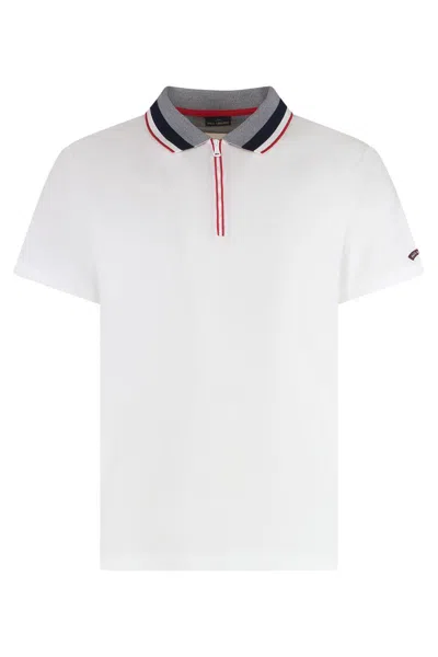 Paul & Shark Ribbed Collar Polo Shirt In White