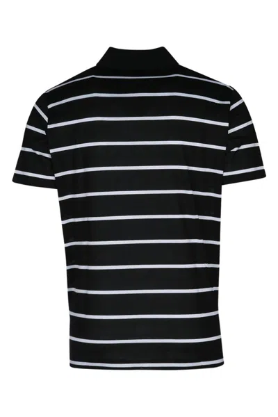 Paul & Shark Black Short Sleeve Striped Polo In Black
